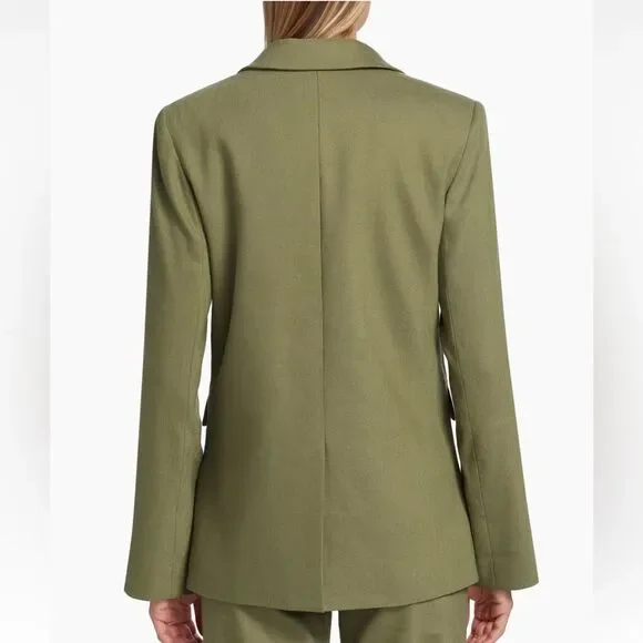 Veronica Beard Sevi Linen-Blend Blazer in Bright Army Size 8 NWT - Picture 6 of 9